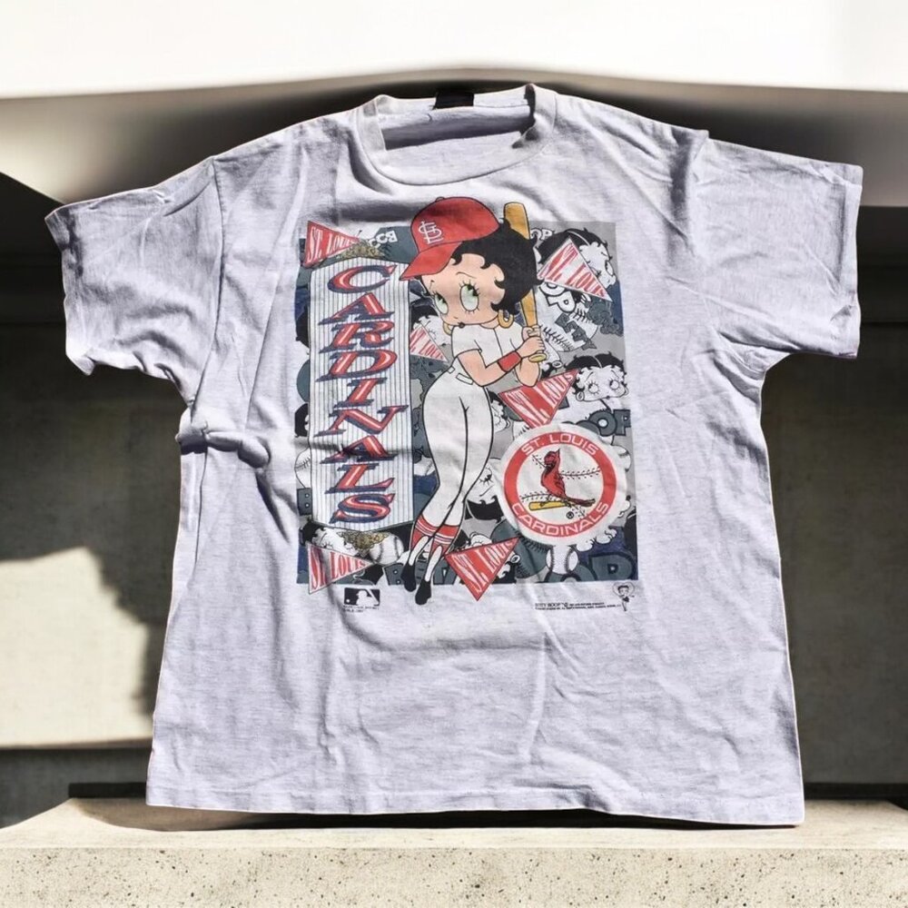 Betty Cardinals baseball short sleeve ash color shirt KV28098
